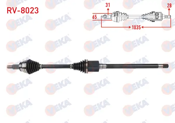 Veka Rv 8023 Komple Aks Sağ Ön Uzunluk 1035mm Land Rover Range Rover Velar 2 0 D 2017 Jaguar F Pace 2 0 D 2015