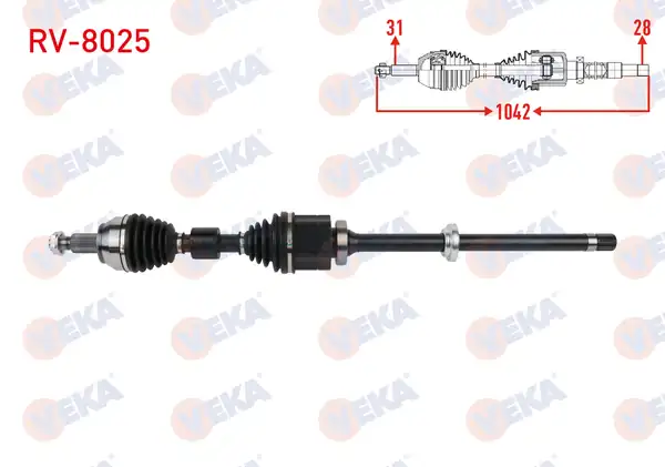 Veka Rv 8025 Komple Aks Sağ Ön Uzunluk 1042mm Land Rover Discovery Sport L550 2 0 D 2015