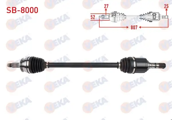 VEKA SB-8000 | Komple Aks Sol-Sağ On Uzunluk 807mm Subaru Forester 2.0 İ Awd, 2.0 D Awd <2014
