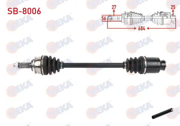 Veka Sb 8006 Komple Aks Sol Sağ Ön Uzunluk 684mm Subaru Forester 2 0 1997 2002 Impreza 1 6 2 0 1996 2000 Legacy 1994 1999