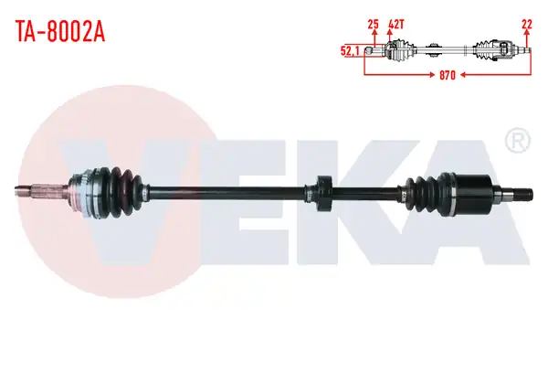 Veka Ta 8002a Komple Aks Sağ Ön Tata İndigo 4_v2 1 4 CRDI Turbo ABS li 42 Dış Uzunluk 870mm 2003