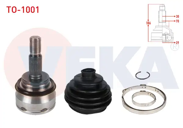 Veka To 1001 Aks Kafası Sol Sağ Ön Dış 30x29x70 Uzunluk 186mm Toyota Toyota Hi Lux VII Pick Up Revo _n1_ 2 4 D 2 8 D 2015