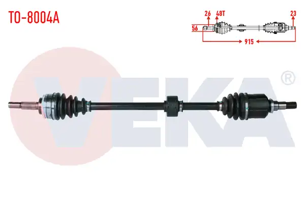 Veka To 8004a Komple Aks Sağ Ön Toyota Corolla _e12_ 1 4 Vvt İ ABS li 48 Dış Uzunluk 915mm 2002 2007