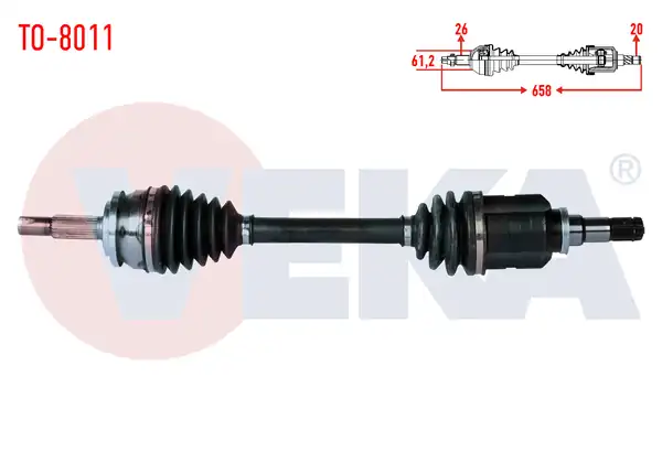 Veka To 8011 Komple Aks Sol Ön Uzunluk 658mm Toyota Corolla 1 4 D 4d M T 2012 2018 Auris Nze18 Zre18 1 4 D 4d M T 2012 2018