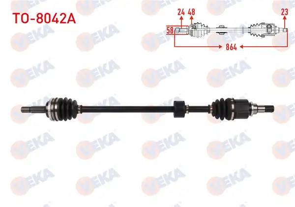 Veka To 8042a Komple Aks Sağ Ön ABS li 48 Dış Uzunluk 864mm Toyota Yaris 1 0 1 4 D 4d 2003 2005 Yaris Verso 1 3 1999 2005
