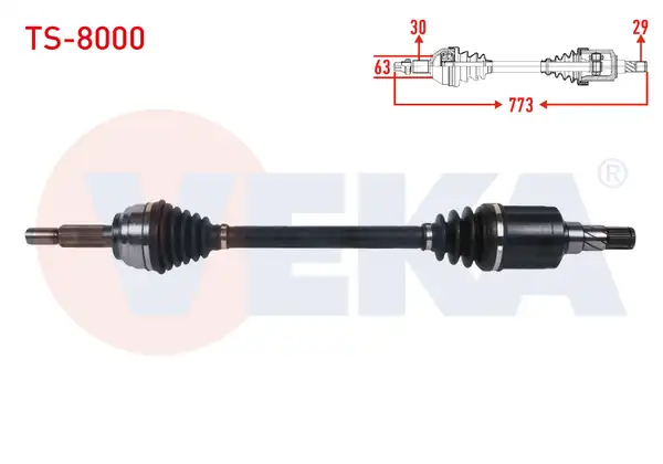 Veka Ts 8000 Komple Aks Sol Ön Uzunluk 773mm Tesla Model S 2012