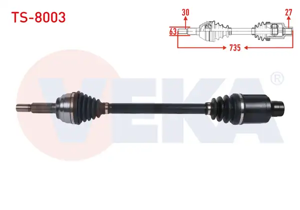 Veka Ts 8003 Komple Aks Sağ Ön Uzunluk 735mm Tesla Model X 2012