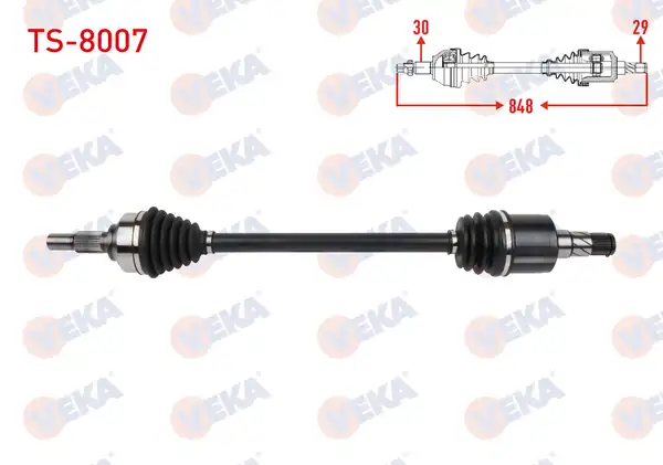 Veka Ts 8007 Komple Aks Sol Sağ Arka Uzunluk 848mm Aks Çapı 25mm Tesla Model Y Ev 2019