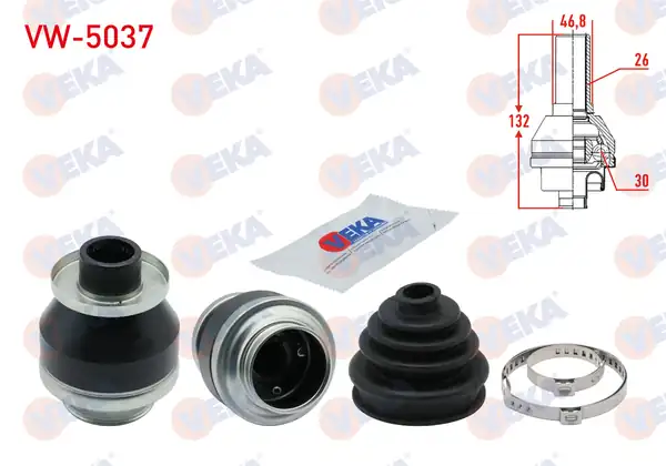 VEKA VW-5037 | Aks Kafası Sol Ön Ic Volkswagen Transporter V (7Ha,7Hh,7Ea,7Eh) 2.5 TDI 26X30x46.8 Uzunluk 109mm 2003-2011