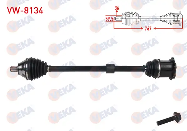 Veka VW 8134 Komple Aks Sağ Ön Uzunluk 767mm VW Golf VIII Cd1 1 0 TSI 2020 Audi Q2 Gab_ 1 0 TFSI Seat Leon Sc 5f5 1 0 TSI 2015 2018