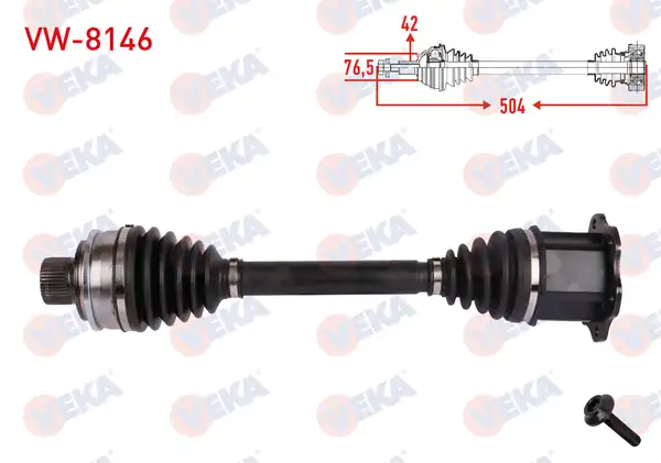 Veka VW 8146 Komple Aks Sol Sağ Ön Uzunluk 504mm Volkswagen Touareg 3 0 TDI 2017 Audi Q7 2 0 TFSI 3 0 TDI 2015 Sadece Sol