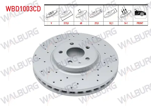 WALBURG WBD1003CD | Fren Diski Ön Havalı Kaplamalı Performans Delikli 5 Bjn 2 Adet