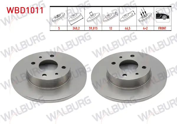 WALBURG WBD1011 | Fren Diski Ön Düz 4 Bjn 240 2x12x59 02x46 5 Fiat Uno 70 1 4i 1994 2000 Şahin 1 4 1 6 1993 2002 2 Adet