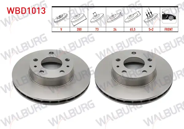 WALBURG WBD1013 | Fren Diski Ön Havalı 5 Bjn 280x24x73x65 5 Fiat Ducato 2 Adet