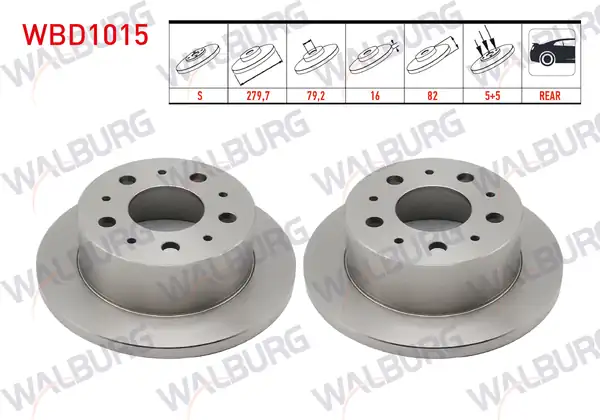 WALBURG WBD1015 | Fren Diski Arka Düz 5 Bjn 279 7x16x79 2x82 Fiat Ducato 2 Adet