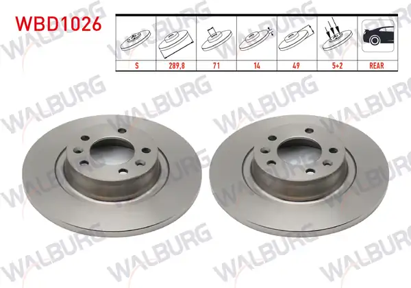 WALBURG WBD1026 | Fren Diski Arka Düz 5 Bjn 289 8x14x71x49 Fiat Scudo 2 Adet