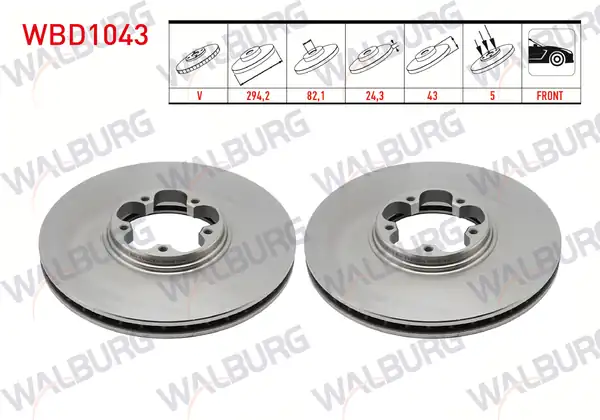 WALBURG WBD1043 | Fren Diski Ön Havalı 5 Bjn 294x24 3x82 1x43 Ford Transit 2 Adet