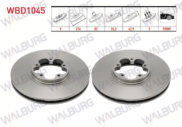WALBURG WBD1045 | Fren Diski Ön Havalı 5 Bjn 276x24 3x82x42 9 Ford Transit 2 Adet
