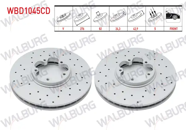 WALBURG WBD1045CD | Fren Diski Ön Havalı Kaplamalı Performans Delikli 5 Bjn 2 Adet