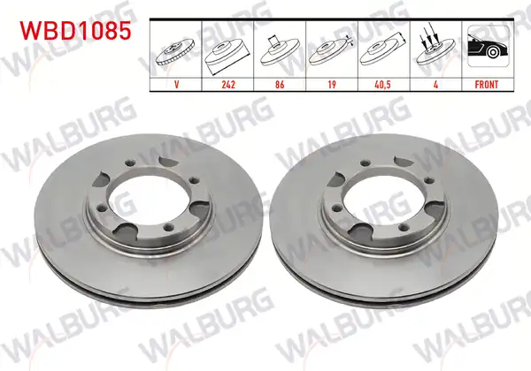WALBURG WBD1085 | Fren Diski Ön Havalı 4 Bjn 242x19x86x40 5 Hyundai 2 Adet