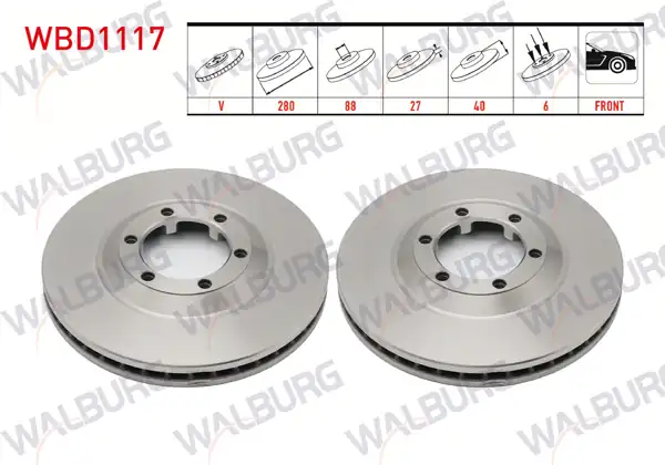 WALBURG WBD1117 | Fren Diski Ön Havalı 6 Bjn 280X27x88x40 Isuzu D-Max | 2 Adet