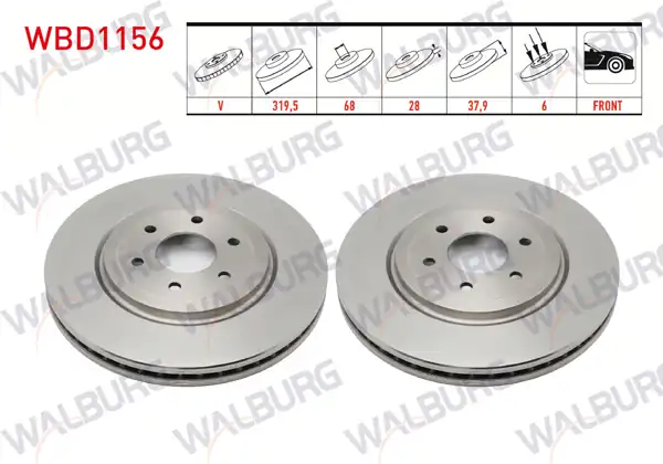 WALBURG WBD1156 | Fren Diski Ön Havalı 6 Bjn 319,5X28x68x37,9 Nissan Pathfinder | 2 Adet