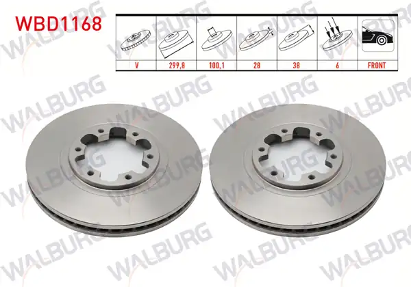 WALBURG WBD1168 | Fren Diski Ön Havalı 6 Bjn 299,8X28x100,1X38 Nissan | 2 Adet