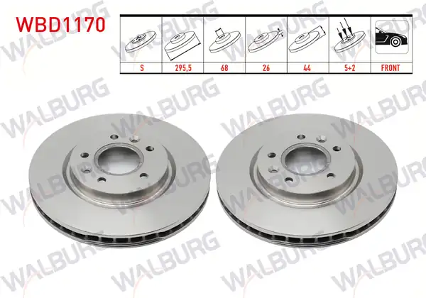 WALBURG WBD1170 | Fren Diski Ön Havalı 5 Bjn 295 5x26x68x44 Qashqai 2 Adet