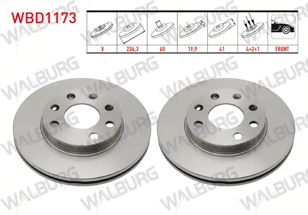 WALBURG WBD1173 | Fren Diski Ön Havalı 4 Bjn 236 3x19 9x60x41 Opel Vectra A 2 Adet
