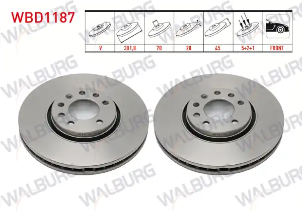 WALBURG WBD1187 | Fren Diski Ön Havalı 5 Bjn 301,8X28x70x45 Opel Vectra C | 2 Adet