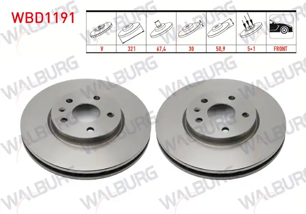 WALBURG WBD1191 | Fren Diski Ön Havalı 5 Bjn 321X30x67,4X50,9 Opel Insignia 1.6 T 17 Jant 2008-/ Insignia 2.0 T 17 Jant 2008-/ Insignia 2.0 CDTI 17 Jant 2008-| 2 Adet