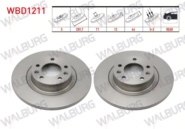 WALBURG WBD1211 | Fren Diski Arka Düz 5 Bjn 289 7x12x71x44 508 1 6 2 Adet