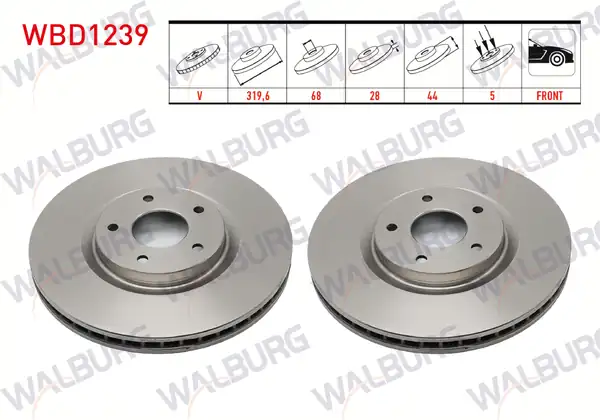 WALBURG WBD1239 | Fren Diski Ön Havalı 5 Bjn 319 6x28x68x44 Renault Koleos 2 Adet