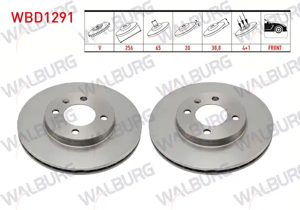 WALBURG WBD1291 | Fren Diski Ön Havalı 4 Bjn 256x20x65x38 8 Polo 2 Adet