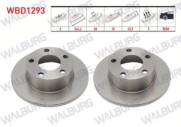 WALBURG WBD1293 | Fren Diski Arka Düz 5 Bjn 244 4x10x68x63 9 Volkswagen Passat 2 Adet