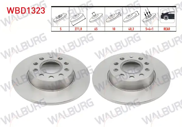 WALBURG WBD1323 | Fren Diski Arka Düz 5 Bjn 272x10x65x48 3 Golf V 2 Adet