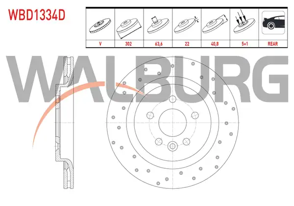 WALBURG WBD1334D | Fren Diski Arka Havalı Performans Delikli 5 Bjn 2 Adet
