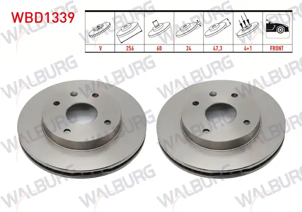 WALBURG WBD1339 | Fren Diski Ön Havalı 4 Bjn 256x24x60x47 3 Chevrolet Lacetti 2 Adet