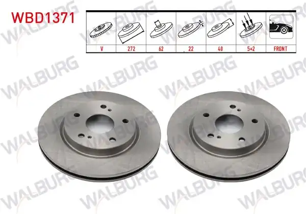 WALBURG WBD1371 | Fren Diski Ön Havalı 5 Bjn 272X22x62x40 Suzuki Swift IV (Fz,Nz) 1.2 2010-/ Swift IV (Fz,Nz) 1.3 2010-| 2 Adet