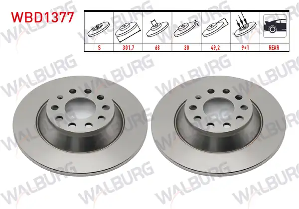 WALBURG WBD1377 | Fren Diski Arka Düz 5 Bjn 301 70x12x68x49 20 Audi A6 2 0 TDI 2 7 TDI 3 0 TDI 2 0 TFSI 2 4 3 0 TFSI 3 2 FSI 4 2 2004 2011 2 Adet