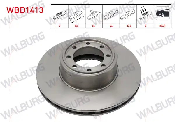 WALBURG WBD1413 | Fren Diski Arka Havalı 8 Bjn 294x24x84x87 6 Iveco 2 Adet