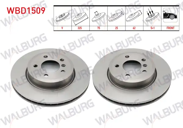 WALBURG WBD1509 | Fren Diski Ön Havalı BMW X3 (E83) 2.0 D 5 Bjn 325X25x75x62 2004-2010 | 2 Adet