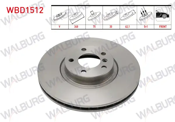 WALBURG WBD1512 | Fren Diski Ön Havalı Bmw X5 E70 3 0 D 5 Bjn 348x30x75x62 1 2007 2012 2 Adet