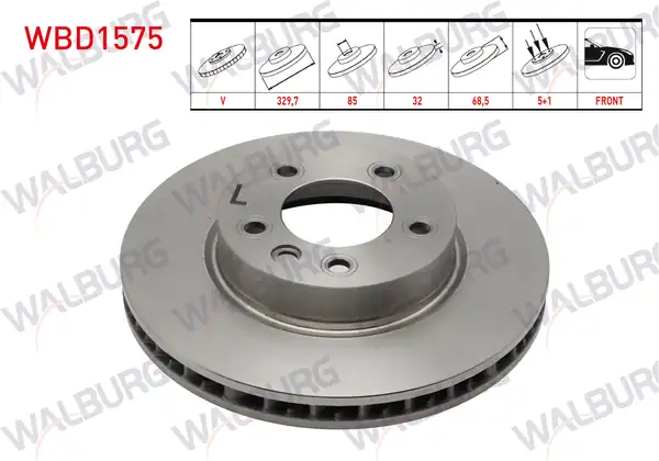 WALBURG WBD1575 | Fren Diski Ön Sol Havalı 5 Bjn 329 7x32x85x68 5 Porsche