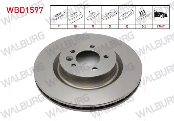 WALBURG WBD1597 | Fren Diski Ön Havalı 5 Bjn 360x30x79x62 Land Rover Discovery V 2 Adet
