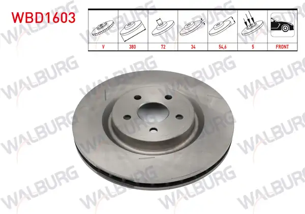 WALBURG WBD1603 | Fren Diski Ön Havalı 5 Bjn 380X34x72x54,6 Jeep Grand Cherokee IV (Wk,Wk2) 3.0 Crd-3.6 V6 2010-| 2 Adet