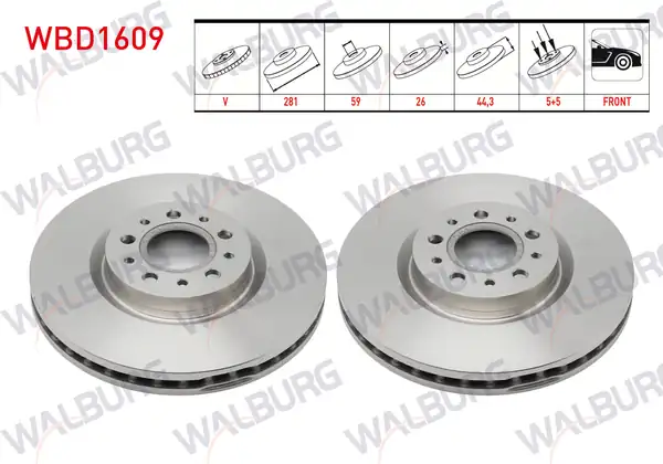 WALBURG WBD1609 | Fren Diski Ön Havalı 5 Bjn 281x26x59x44 3 Fiat Egea Cross Euro 6 2021 2 Adet