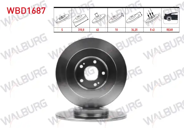 WALBURG WBD1687 | Fren Diski Arka Chery Tıggo 7 Pro 2020 2 Adet