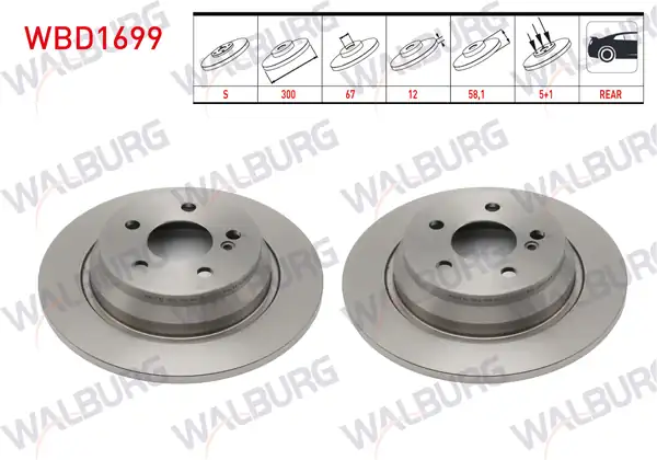 WALBURG WBD1699 | Fren Diski Arka Mercedes S Serisi W221 2005 2013 2 Adet
