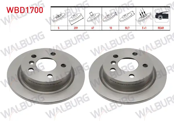 WALBURG WBD1700 | Fren Diski Arka Mini Cooper 2013
